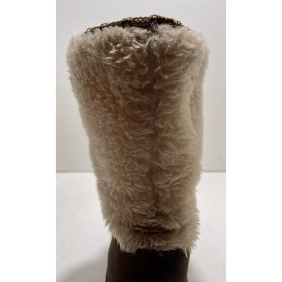 VINTAGE SNOWLAND SUEDE FAUX SHERPA FUR APRES SKI WEDGE BOOTS Size 9 MADE IN USA - Picture 9 of 16